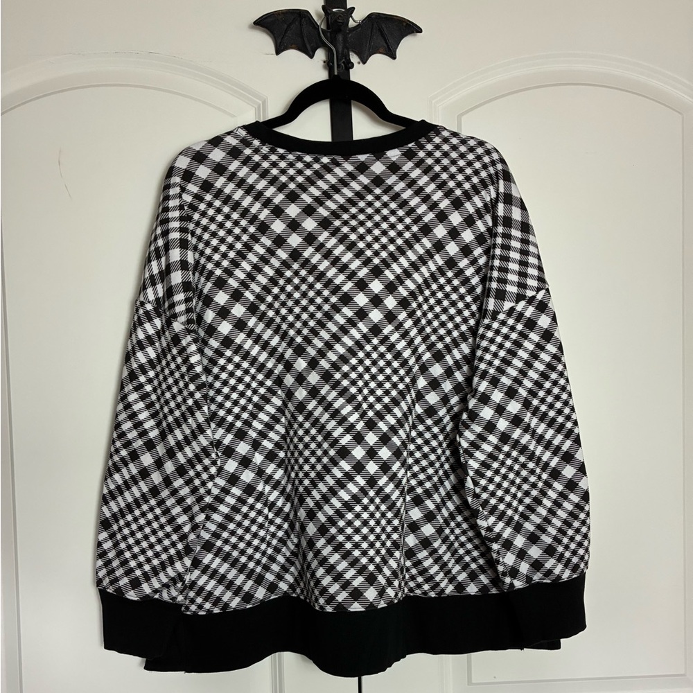 Live Well Black & White Plaid Lightweight Sweatshirt soft size XL - Picture 2 of 11